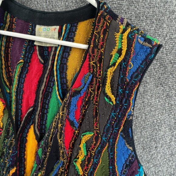 Coogi Medium Cotton Colorful Australia Knit Sweater Vest Sleeveless 3D ** - Picture 3 of 16